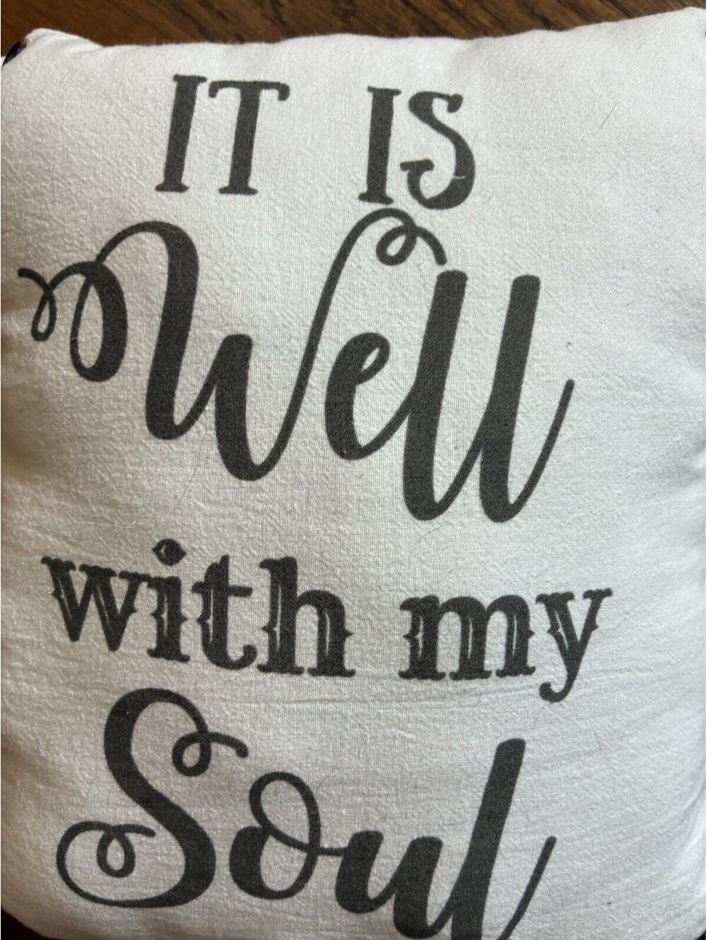 Farmhouse "It Is Well With My Soul" Mini Accent Pillow with Button Corners - Picture 3 of 7